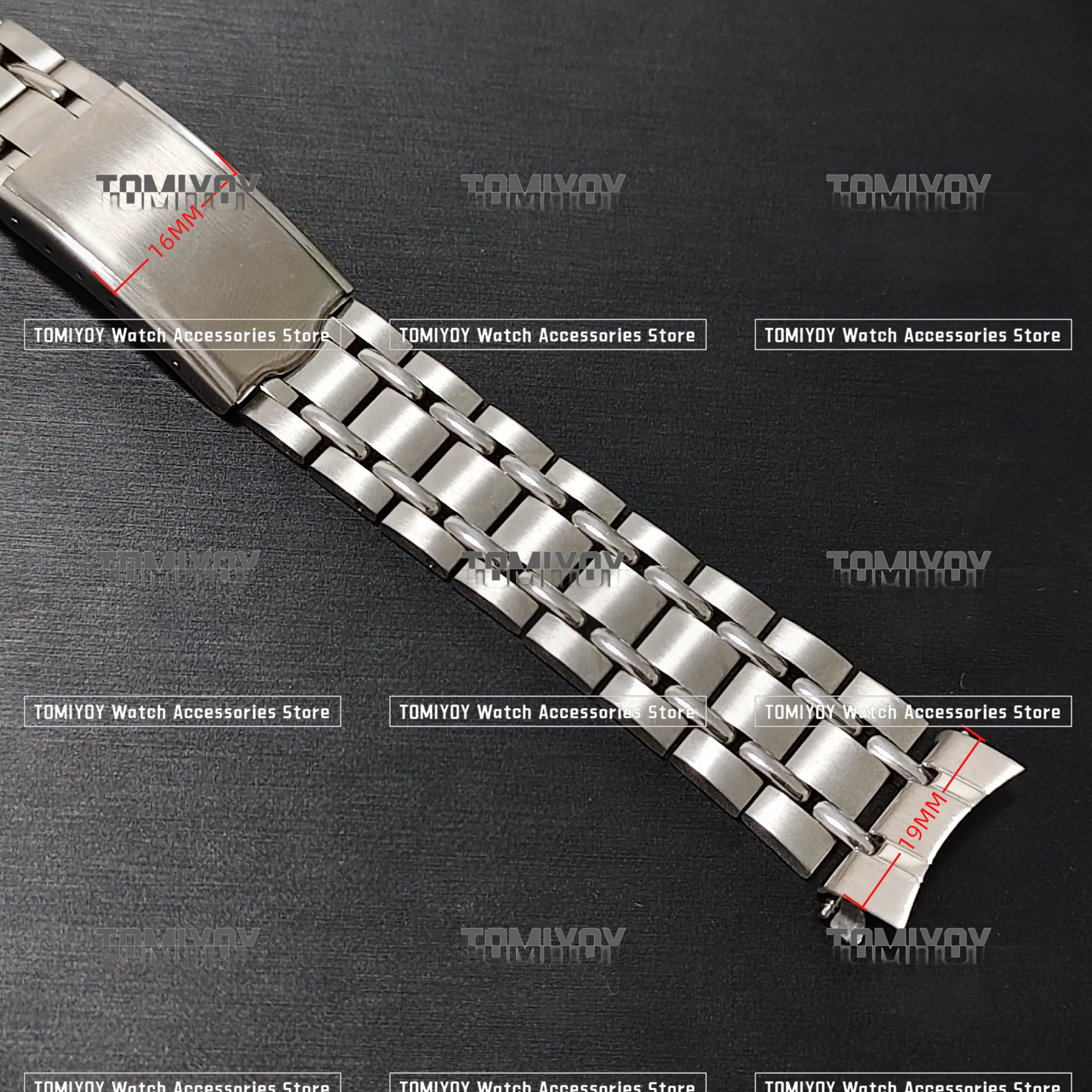 เหล็กเงินปลายโค้งแปรง jubilee นาฬิกา vintage สร้อยข้อมือ Fit สําหรับ Seiko 6139-6010 6012 6019 นาฬิกา