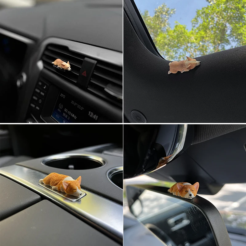 Cute Car Interior Decoration Ornaments Mini Corgi Action Figure Autocenter Console Rearview Mirror Decoration Car Accessories