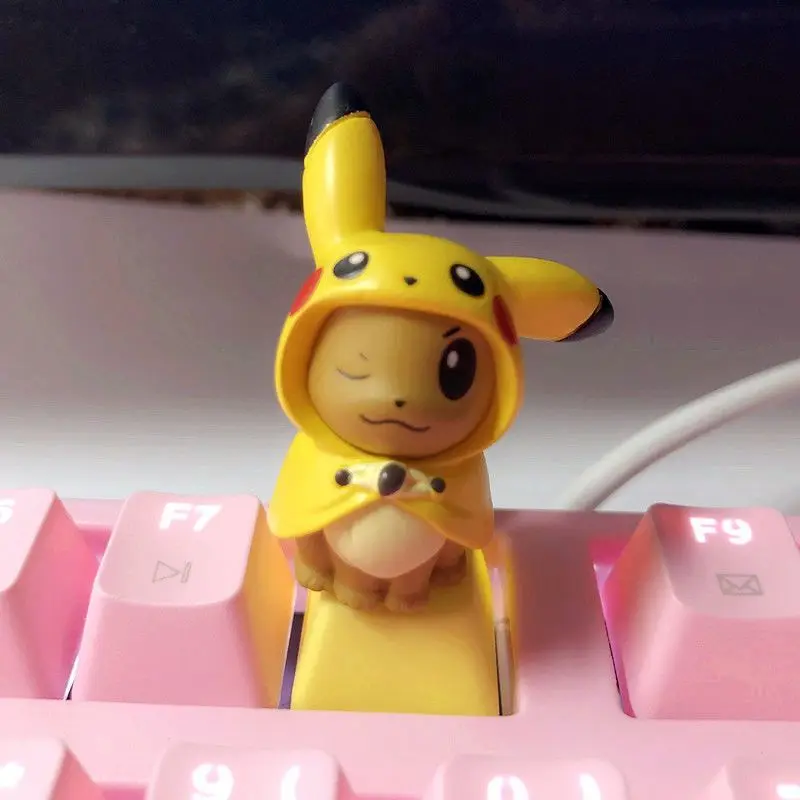 Pokemon Pikachu Keycaps for Gaming Mechanical Keyboard DIY Personalized Yellow Cartoon Key Caps Cross Axis ESC Keycaps