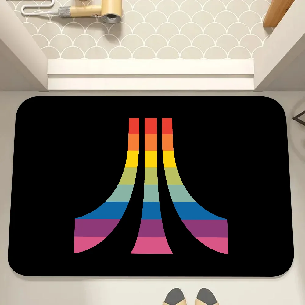 Alfombrillas de puerta con logotipo, alfombrillas para el hogar, absorbentes para baño Atari 01, alfombrillas antideslizantes, alfombrillas de cocina