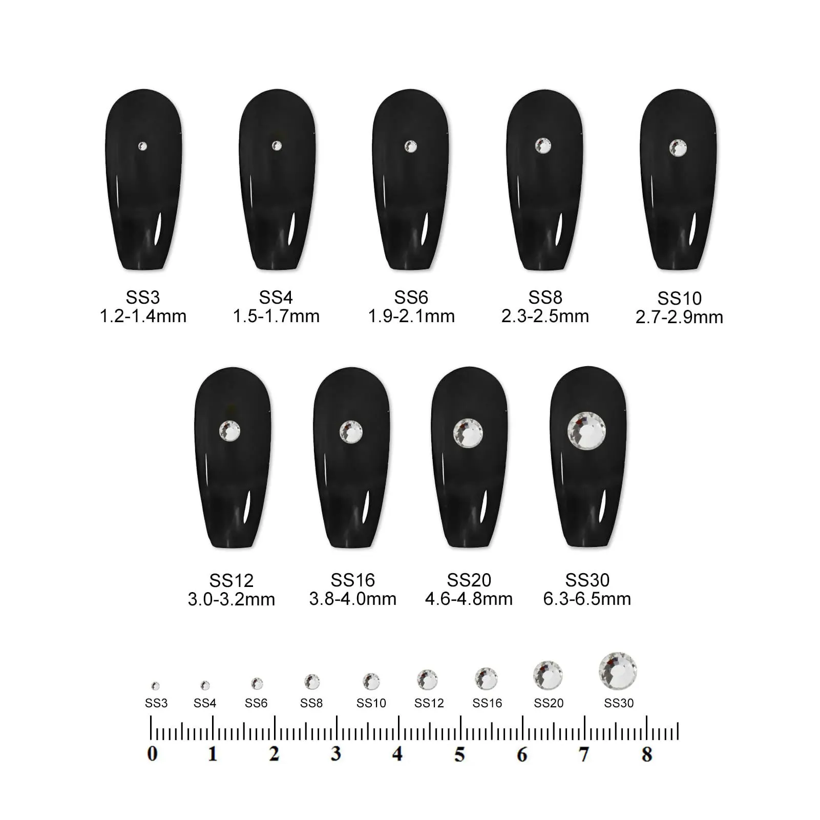 Szklane koraliki, kamienie, diamenty do makijażu oczu, dekoracji paznokci, biżuterii, akcesoriów, rękodzieła, ubrań, butów, DIY