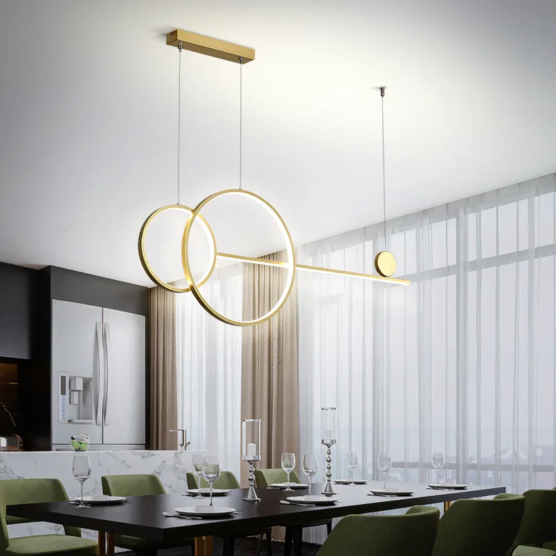 Ring chandelier for Dining room Kitchen island chandelier 110V 220V Black Gold White linear chandelier lighting fixtures