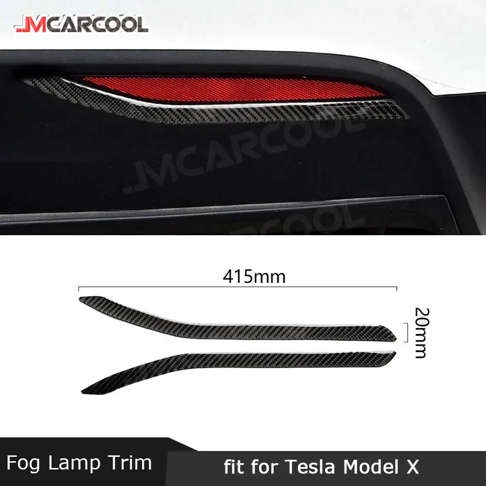 

For Tesla Model X 2015-2019 Carbon Fiber Rear Fog Lamp Trim Cover Reflector Frame Garnish Strips 2 PCS/Set