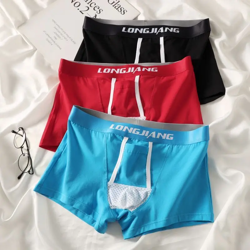 Men's underwear bullet breathable new flat-angle pure cotton youth four-corner sexy separation boys trendy pants