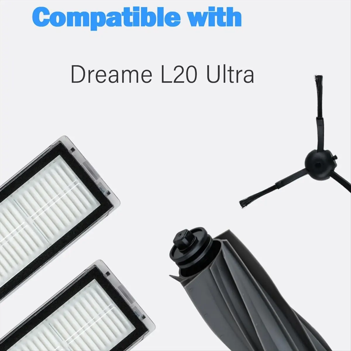 

Комплект аксессуаров для робота-пылесоса Dreame L20 Ultra / L30 Ultra / X20 Pro: основная и боковые щетки, HEPA-фильтр, салфетка для влажной уборки, мешок для сбора пыли