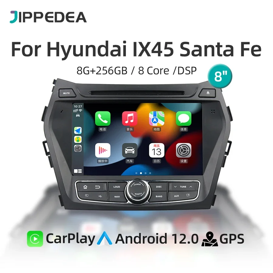 

Автомобильный DVD-плеер для Hyundai IX45 Santa Fe 2013 2014 CarPlay Android 13 GPS-навигация Радио 4G WiFi 720P IPS автомобильный мультимедийный плеер