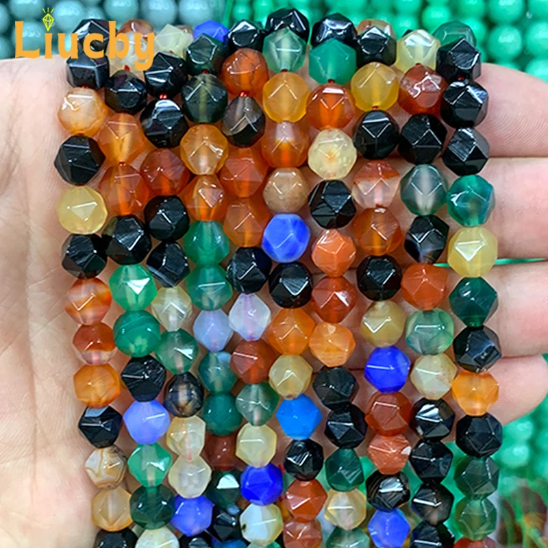 Perline di diamanti agata colorata sfaccettata in pietra naturale accattivante per la creazione di gioielli accessori per collane fai da te 15 "filo 6/8/10MM