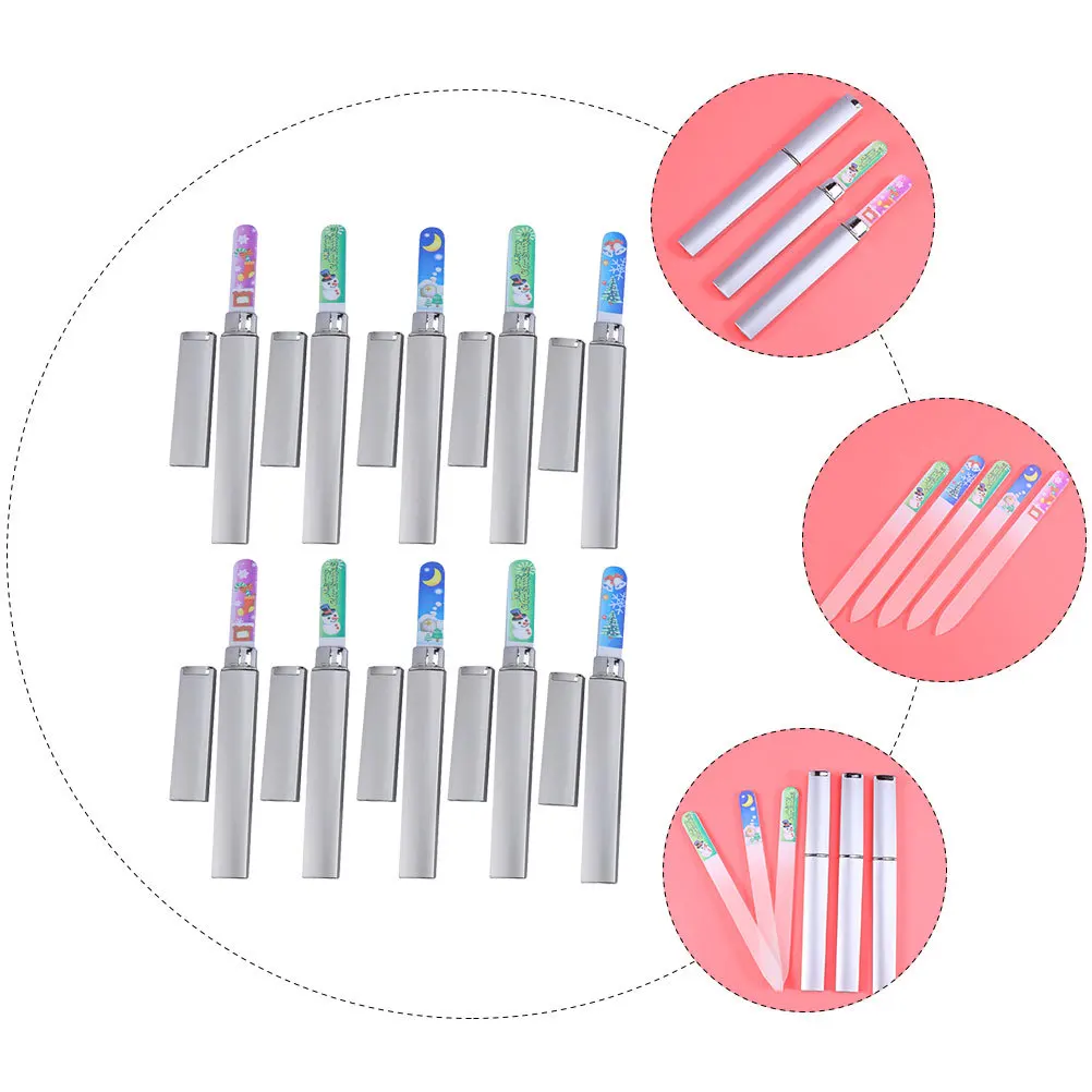 

10 шт., стеклянные пилочки для ногтей на рождественскую тематику, прочный инструмент для дизайна ногтей, принадлежности для маникюра и педикюра для женщин, рождественский подарок, инструменты для педикюра