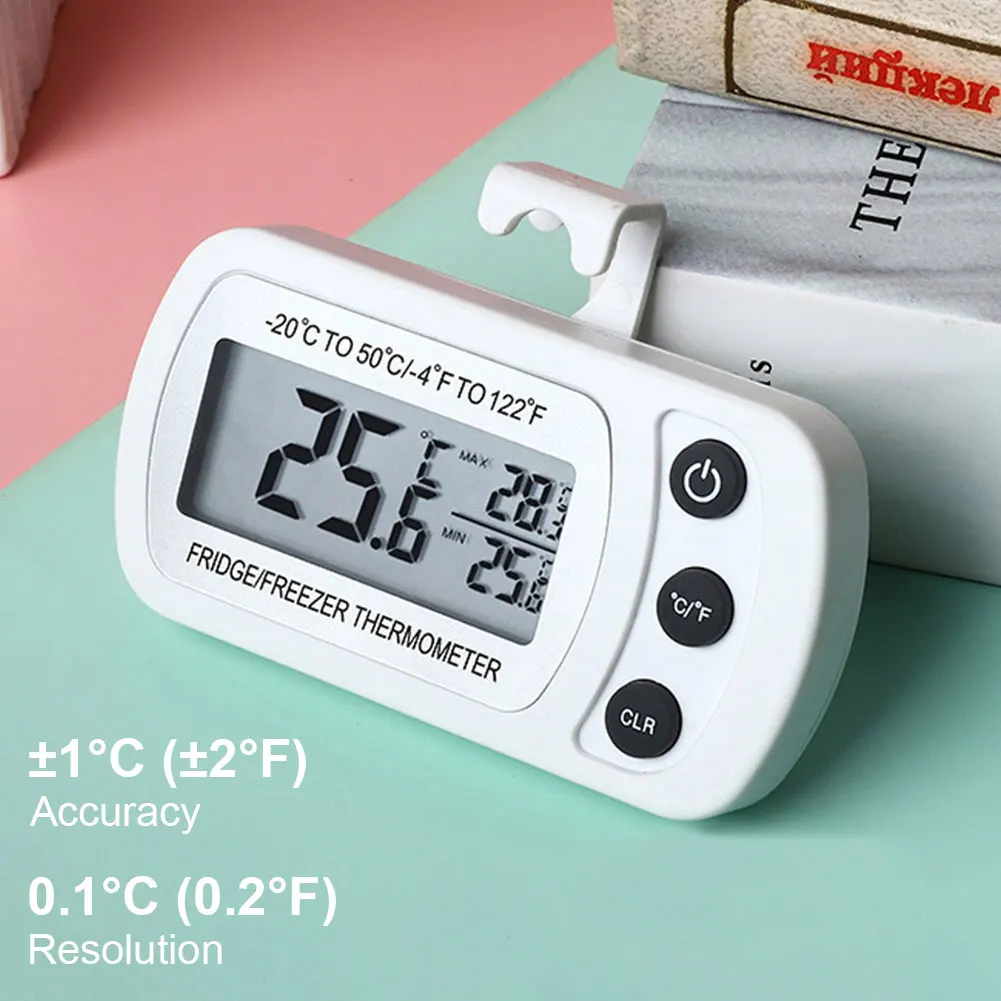 Digital Fridge Thermometer Max/Min Record Waterproof Refrigerator Thermometer Magnetic Back& Hook for Kitchen Home Restaurant