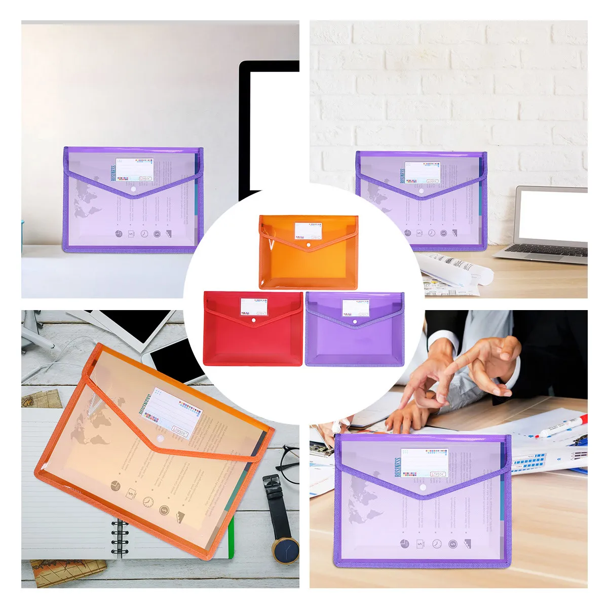 

Набор из 3 водонепроницаемых папок для документов формата А4 из ПВХ премиум-класса, прозрачные, с кнопкой-защелкой, устойчивые к разрывам и маслостойкие, для офиса