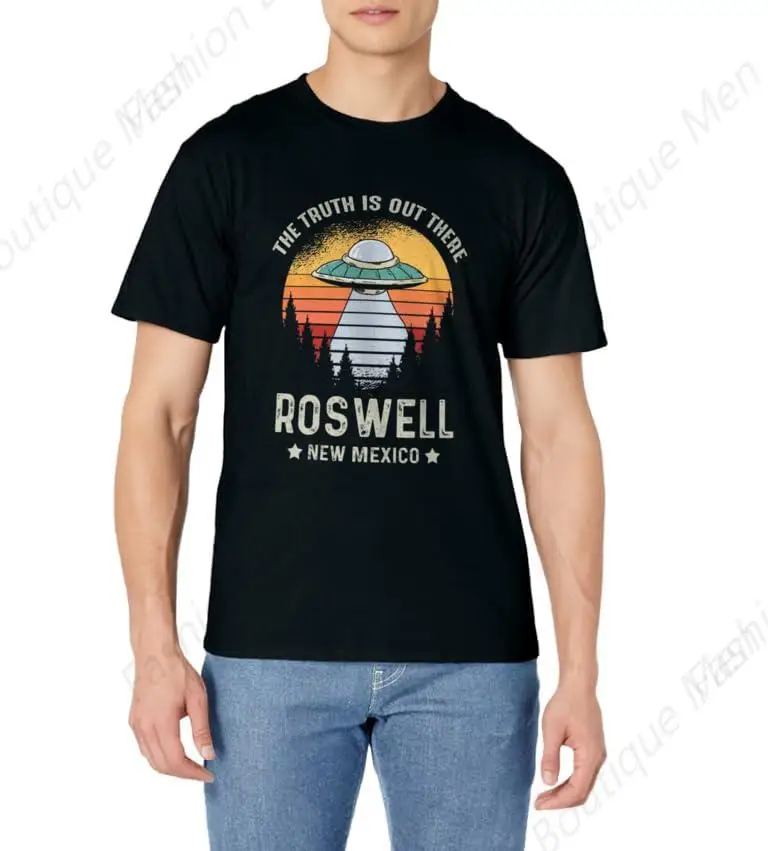 Retro Truth Is Out There Roswell New Mexico T-Shirt Men Women Leisure Drop Pure Cotton Loose Couple Tee