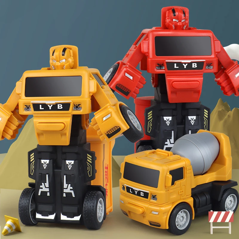 

Kids Engineering Car Crash Transforming Robot Toys Inertia Excavator Mixer Truck Transportation Vehicle Transforming Robot