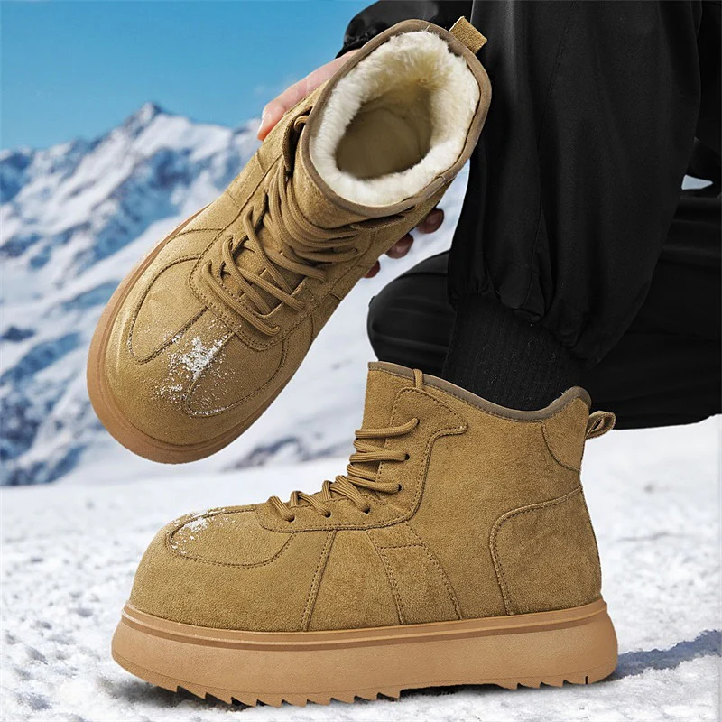 Non Slip Footwear Designer Luxury Padded Sale Snow Boots for Men With Laces Soft Boot Cotton Height Increasing Men Casual Shoes