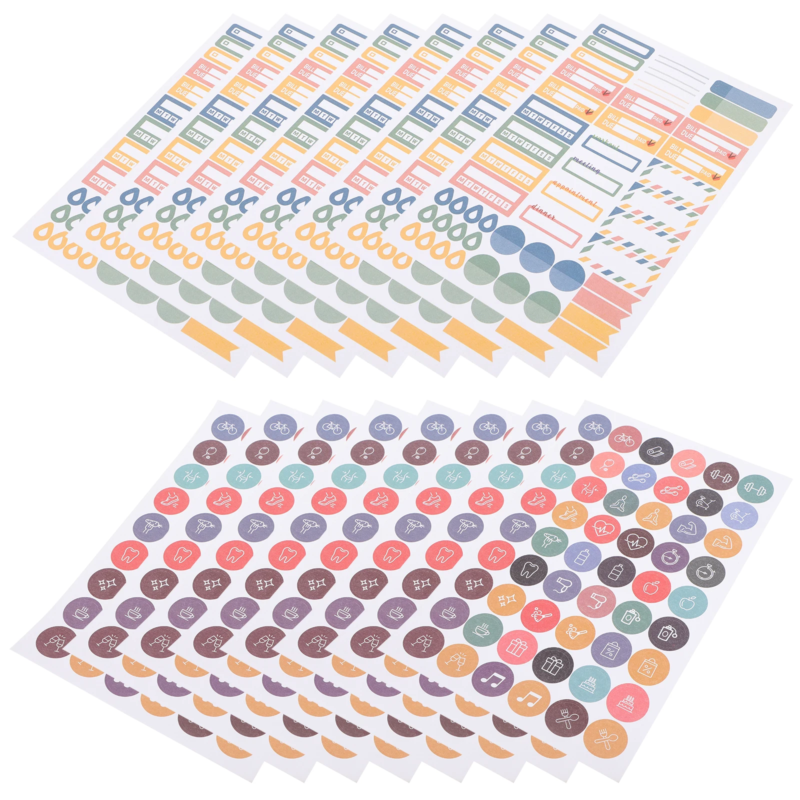 

16pcs Planner Stickers Memo Notes Exercise Workout Journaling Scrapbook Accessories Colorful Dot DIY Decor Craft Sheets