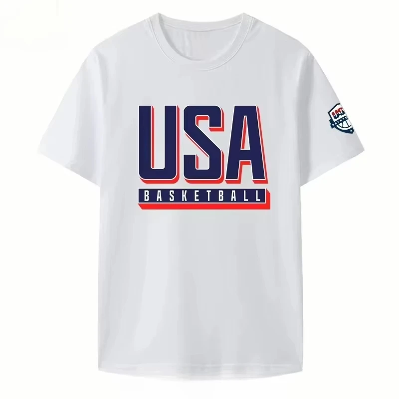 USA-Basketball-Trikots, nationale Team-Trikots, Sportbekleidung für Herren, kurzärmelig, Rundhalsausschnitt, bedruckt, Pullover, T-Shirt, übergroßes T-Shirt