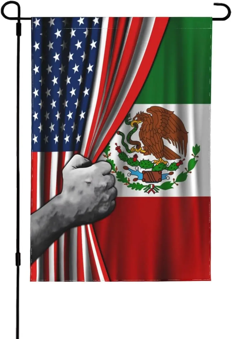 Bandeira de Jardim da Amizade México-México, Impressão Dupla Face 12x18, Poliéster 100D Leve para Uso Externo PPM