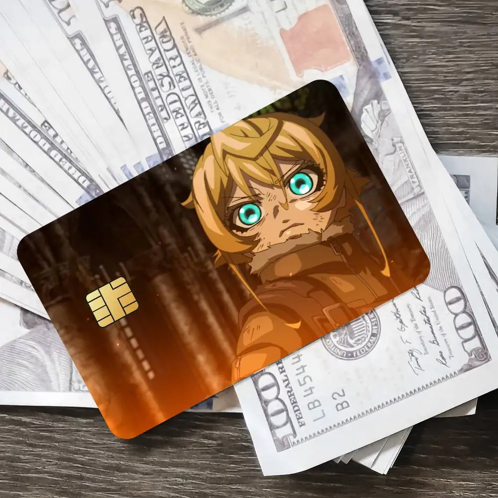 ملصق Saga of Tanya the Evil ملصق بطاقة الائتمان للوصول إلى البنك غطاء طبقة رقيقة واقية ملصق هدية مفاجئة