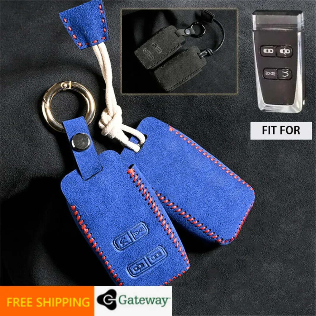 

For Aston Martin DB9 Suede Leather 4 Button Smart Car Key Case Cover Fob Shell Protector Holder Auto Accessory