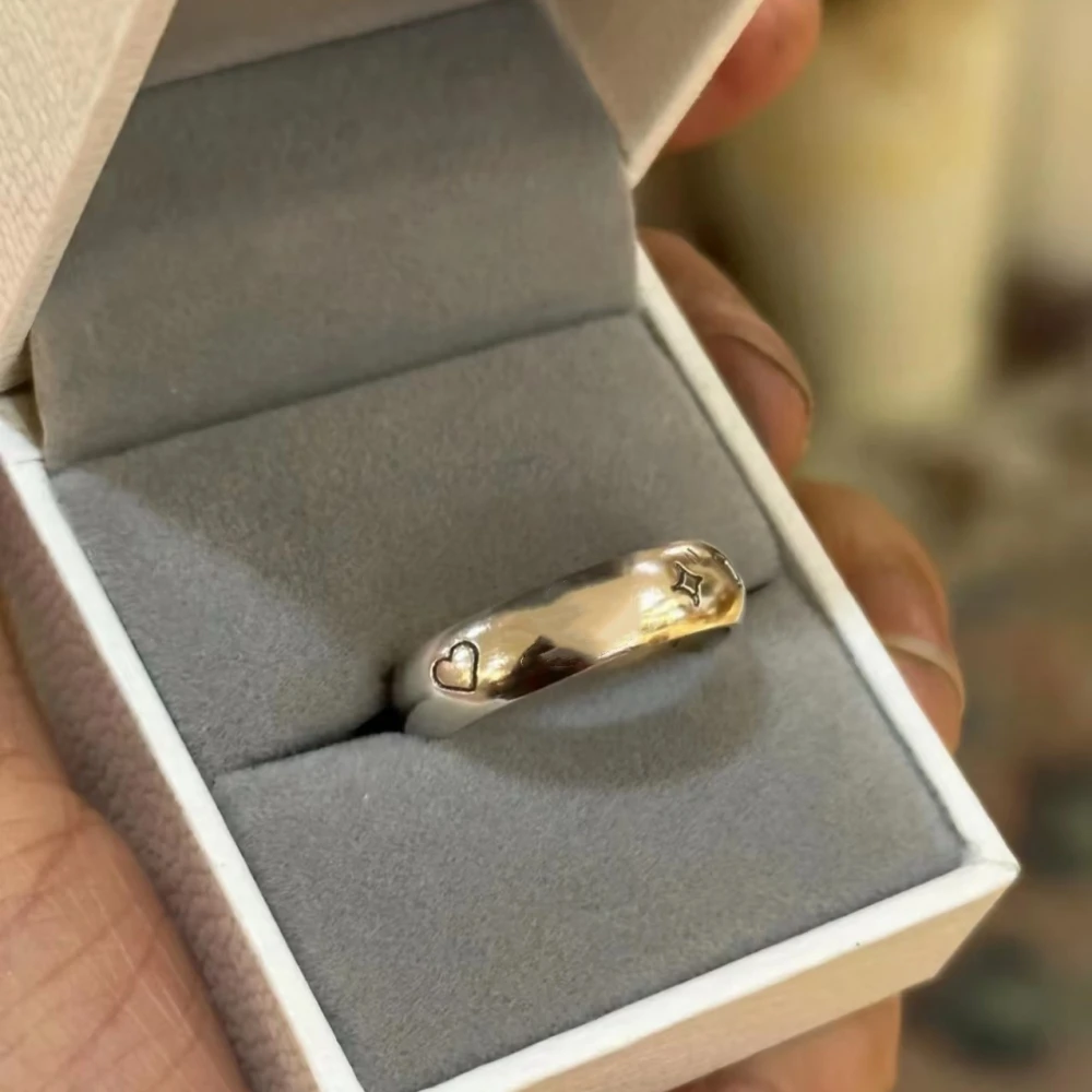 New S925 Sterling Silver Vintage Couple Saturn Ring for Men and Women Vintage Style