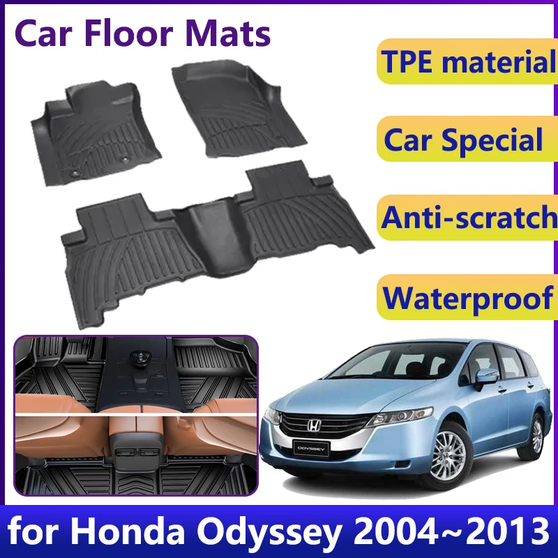 

For Honda Odyssey RB1 RB2 RB3 RB4 2004~2013 2012 Car TPE Floor Mats Waterproof Universal Foot Mat LHD Mud Carpet Rug Accessories