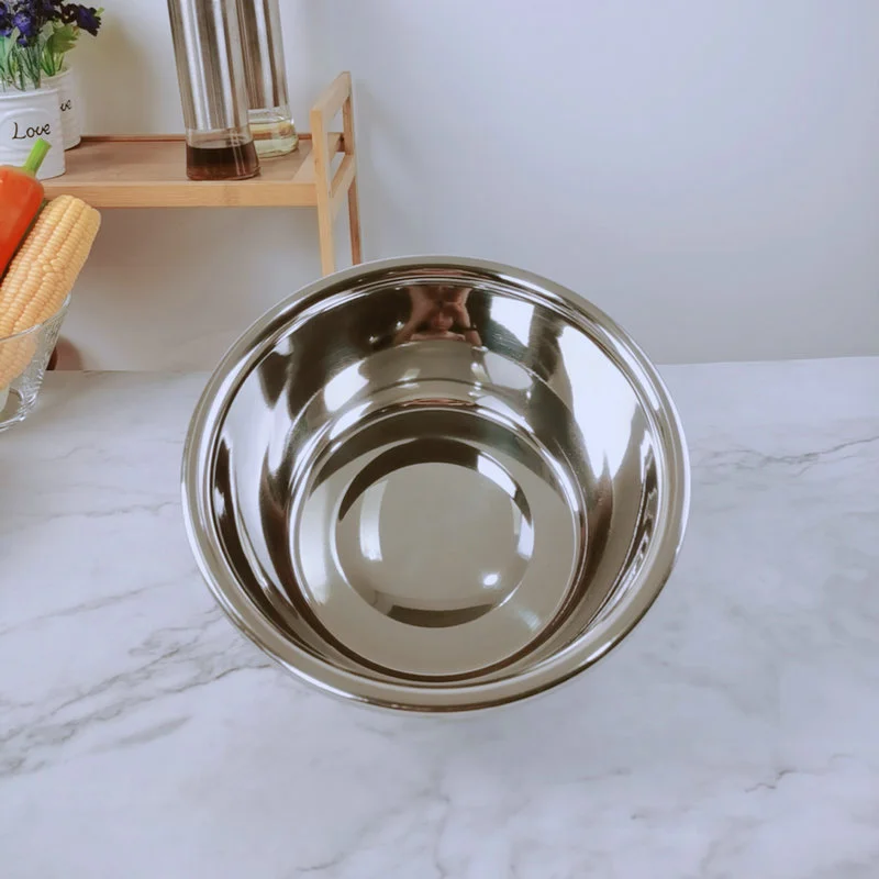 Stainless Steel Round Thicken Kitchen Cooking and Baking Kneading Bowl, Washing Fruit and Vegetable Bowl
