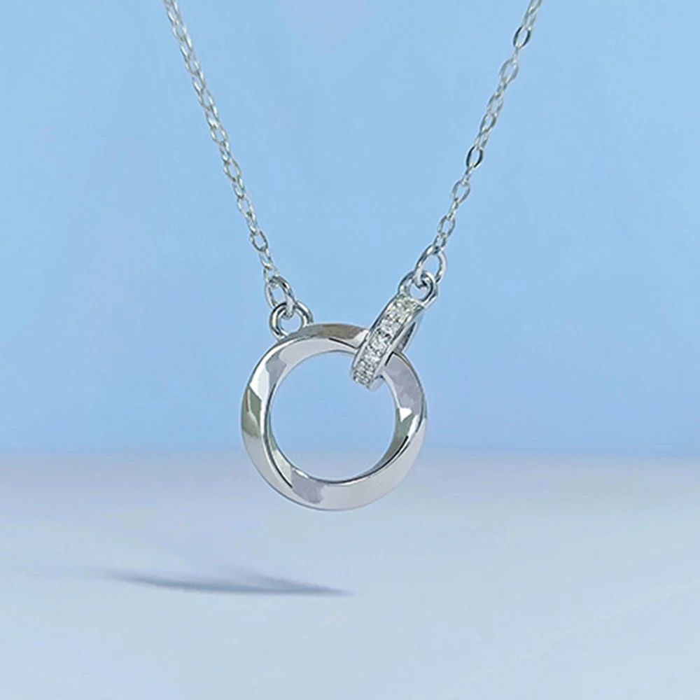 

S925 Sterling Silver Necklace Women's Pendant Mobius Ring Couple Design Sense Jewelry Silver Accessories Wholesale