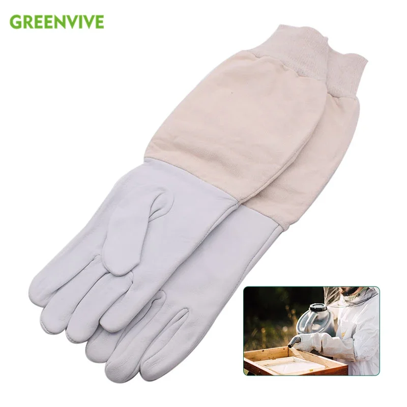 

Beekeeping Gloves Protective Sleeves Ventilated Anti Bee/Sting Canvas Sheepskin Long Gloves for Beekeeper Beekeeping Tools