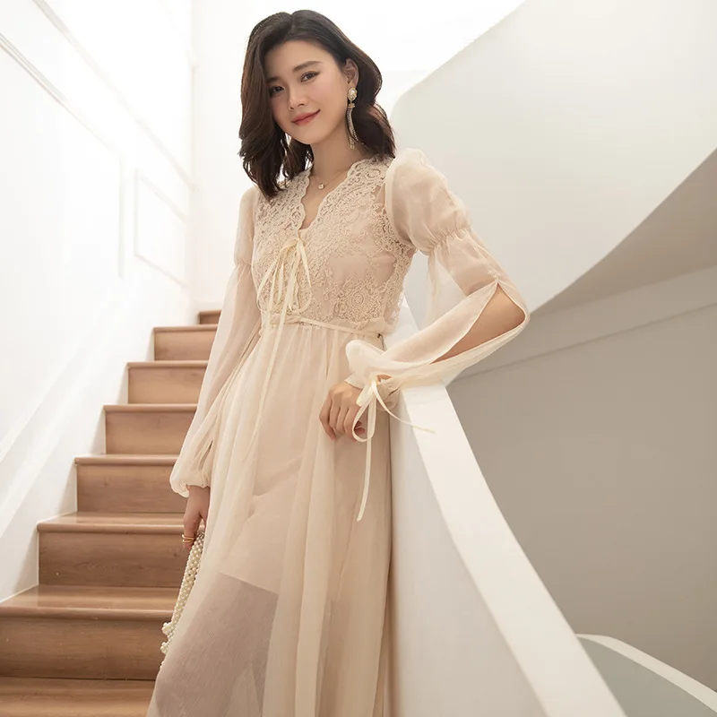 Trailing Wedding Gown PERSPECTIVE Bride Bridesmaid Kimono Robe Dress Sexy Hollow Out Nightwear Bathrobe Lace Sleepwear