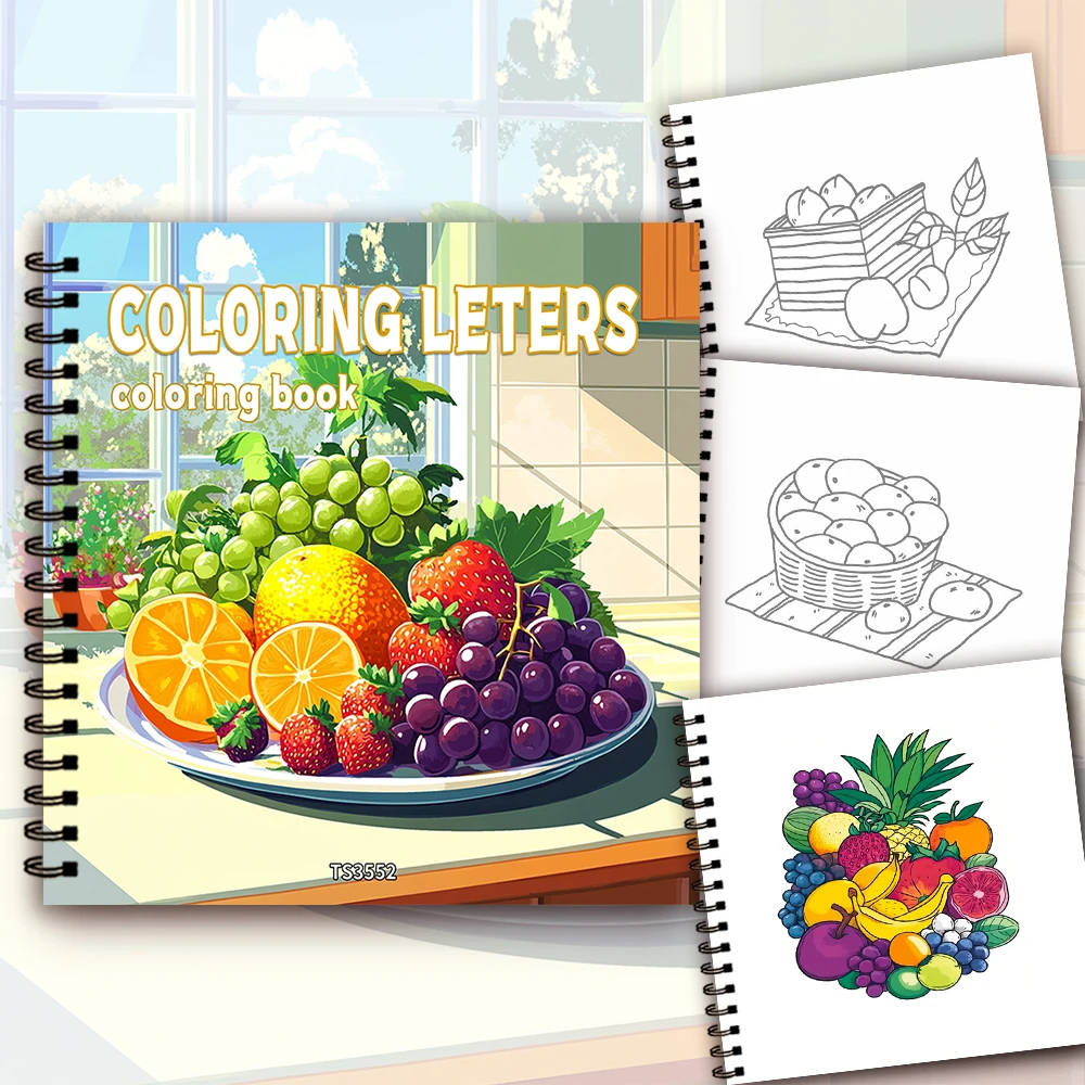 

Fruit series coloring book, teen coloring book, lots of different patterns, 100g thick paper, stress relief, birthday gift