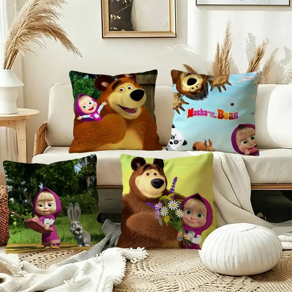 M-Masha And B-Bears Personalized picture text home decorative pillows Household Gifts 45x45cm