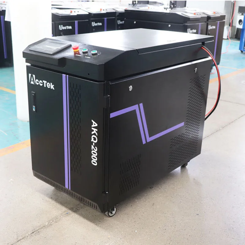 AccTek 2kw Fiber Laser Cleaner with a Variety of Scanning Shape for Rust Powder Coating Graffiti on Marble Surface