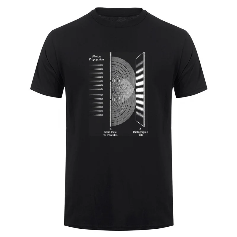 Physics Quantum Science T-shirt Double Slit Experiment Light Interference Diagram T Shirts Scientist Gift Unisex Wear DA-1192