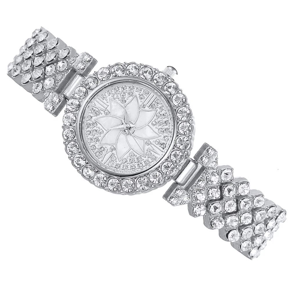 ساعة يد نسائية مرصعة بحجر الراين أنيقة بحزام معدني ساعة يد رائعة كاجوال للسيدات هدية مزخرفة لها