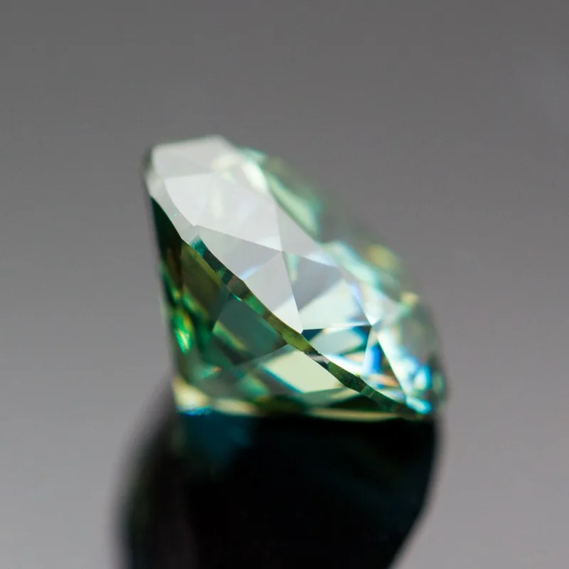 Moissanite Green Color Lab Grown Diamond Pass Stone 8 Hearts & Arrows Diamond Tester GRA Report Certified
