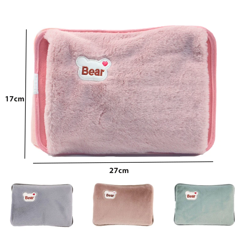 Electric Hot Water Bag Reusable Plush Hot Water Bottle EU Plug Charging Heating Water Bags Winter Warm Hand Pocket