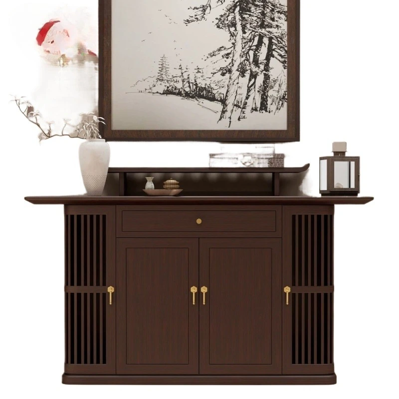 New Chinese-style solid wood porch cabinets enter the home Ruijing platform, household strip case supply table
