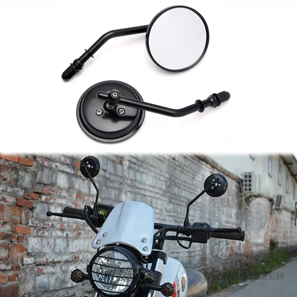 8mm Motorcycle Round Rearview Side Mirrors For Harley Sportster Dyna XL883 1200 Road King Softail Motorbike Accessories