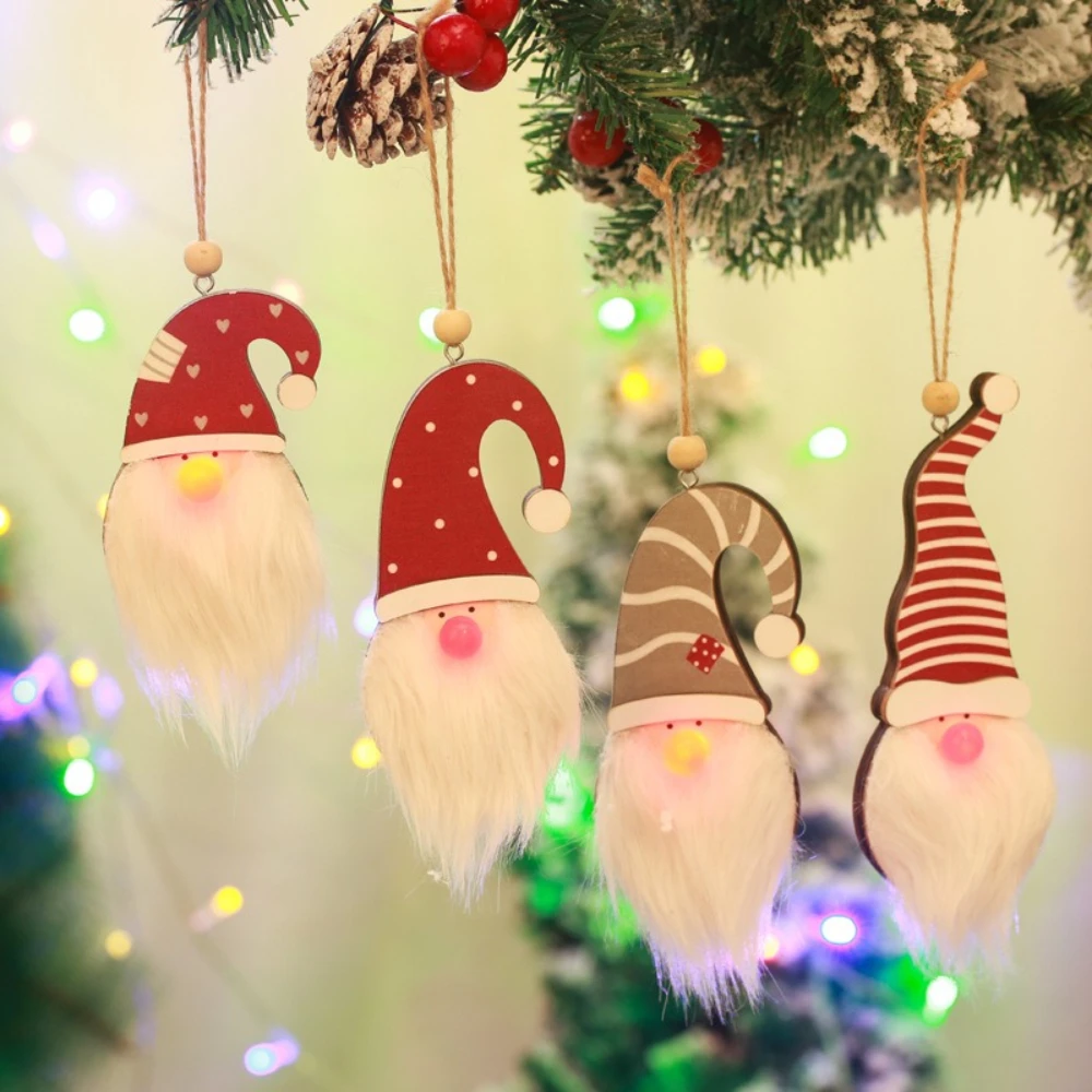 

Red Hat Patch Christmas Decoration Forest Man with Light Pendant Glowing Santa Claus Small Pendant Window Display Decoration