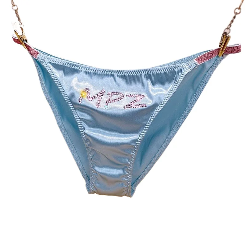 ヨーロッパとアメリカの女性用レースの甘いダイヤモンドの下着、女の子の純粋な欲望を表現したシルキーなスポーツ用ハーフヒップコットンクロッチブリーフ、グリッター付き