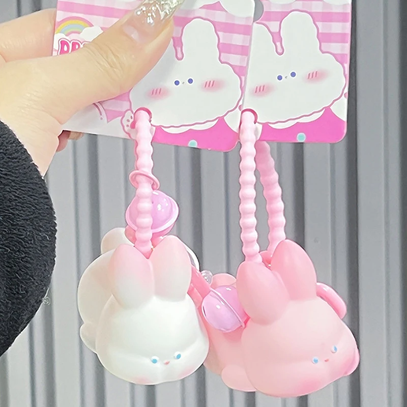 Fun Pull Line Vibration Rabbit Keychain Pendant Pull Line Toy Gift Book Bag Pendant Decompression Toys Key Ring Decor