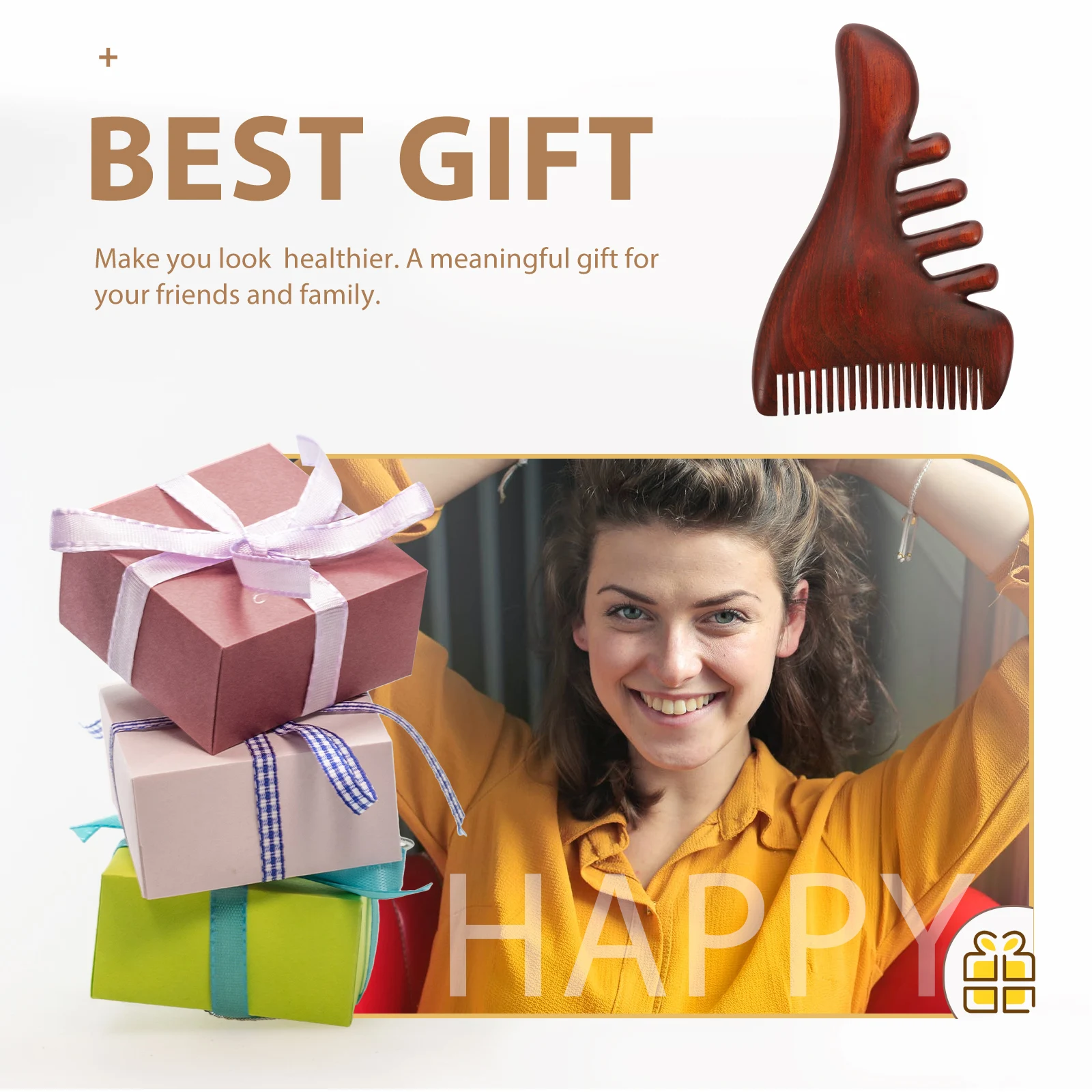 

Wooden Scalp Natural Anti-Static Wide Tooth Comb Wide Tooth Massage Comb For Blood Circulation Portable Hair Care Tool