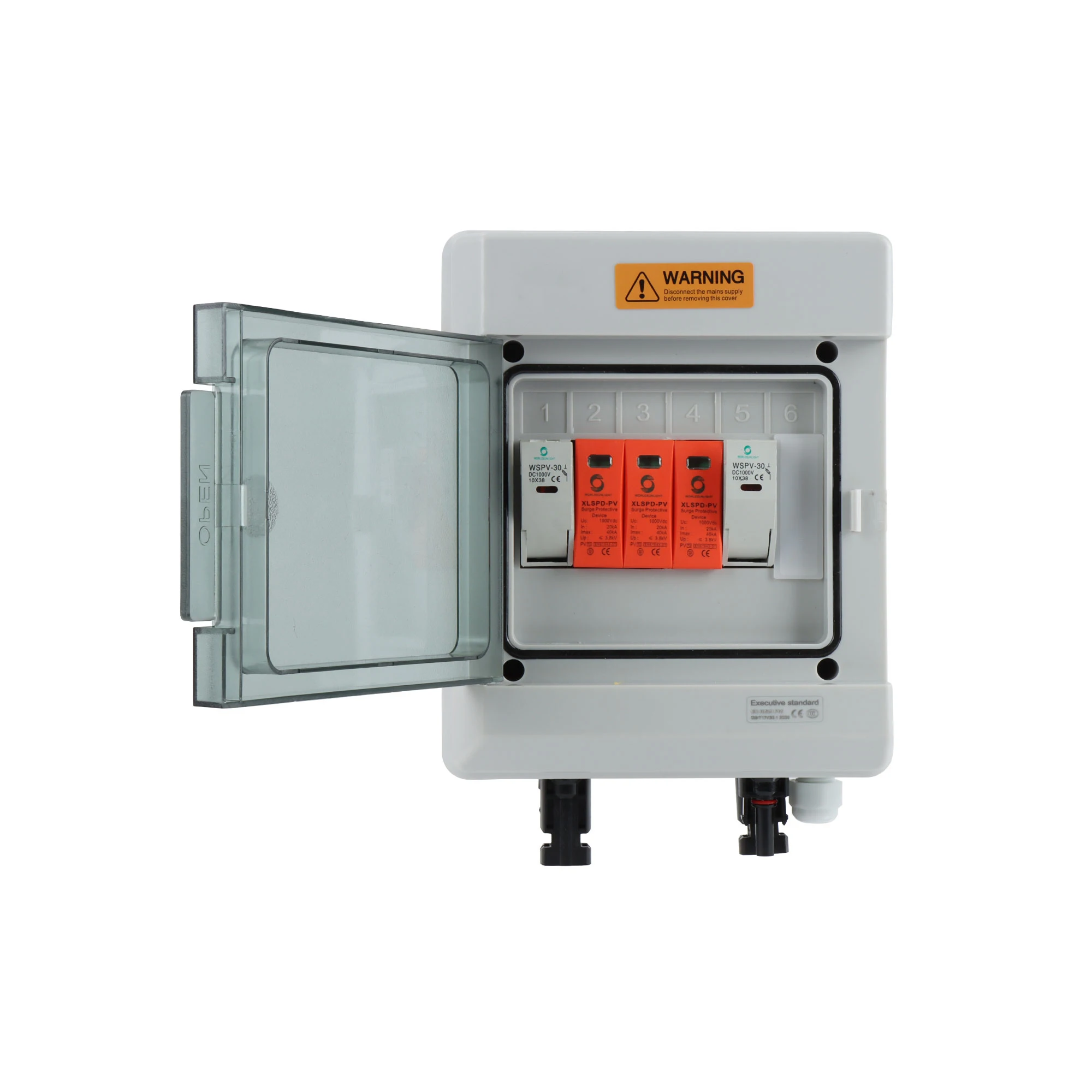 WSDB-PV1/1 Индивидуальный 1 в 1 выход 1 строка 1000 В Солнечная фотоэлектрическая Pv Dc массив пластиковый объединитель для системы солнечных панелей