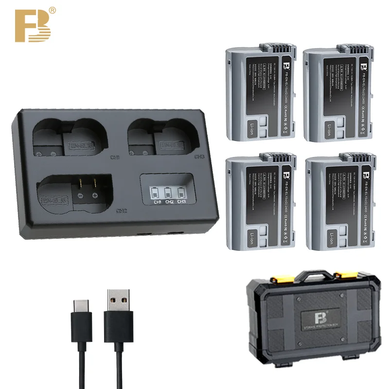 

FB EN EL15 EL15C Battery and Charger Set 2400mAh for Nikon Camera Z8 Z7II Z6II Z5 D7500 D7200 D850 D780 D750 D810 D500 D610 D800