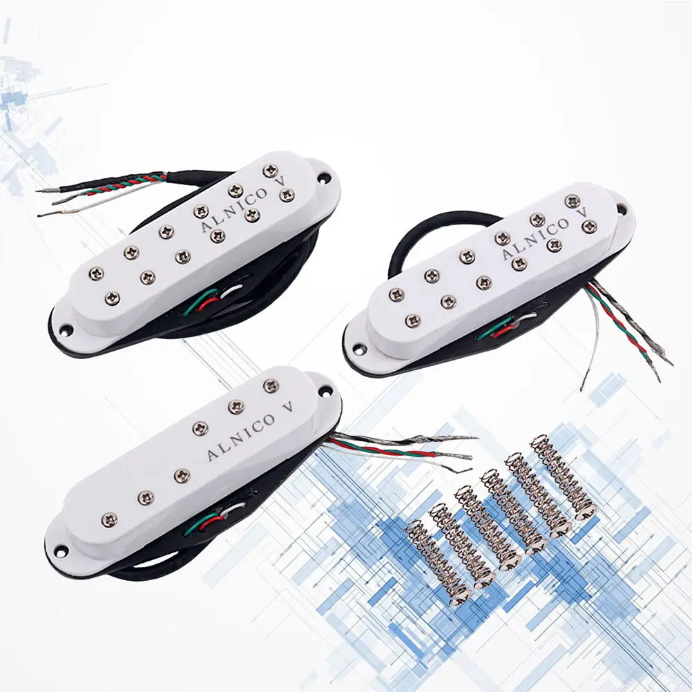 

3Pcs Pickup Set Professional Mini Alnico V Single Coil Sss Guitar Humbucker for Neck Middle Bridge Position Guitar Replacement