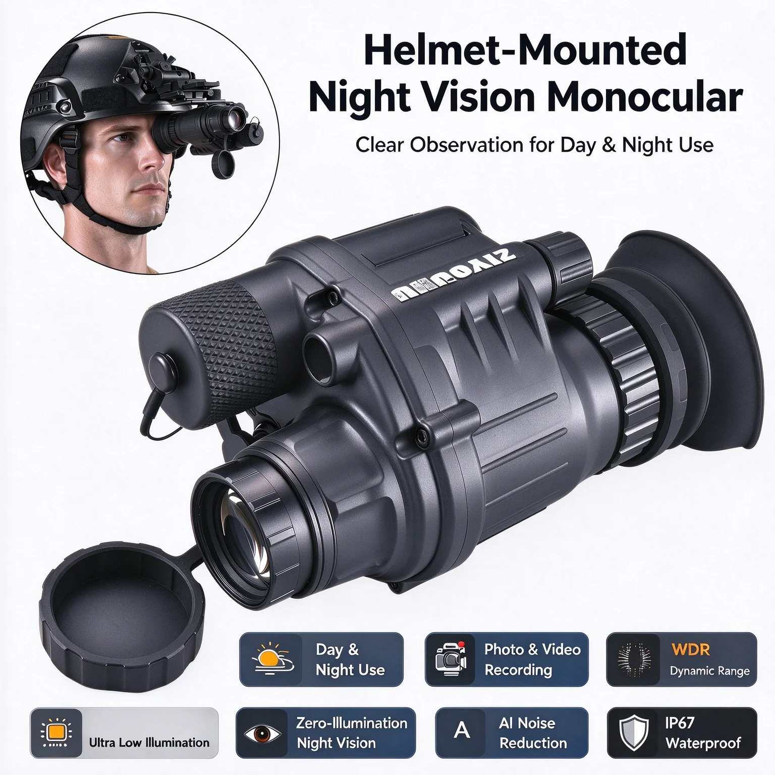 ZIYOUHU YL-C2 Head mounted Ultra low Illumination Infrared Digital Night Vision Device for Day and Night Dual purpose Monocular