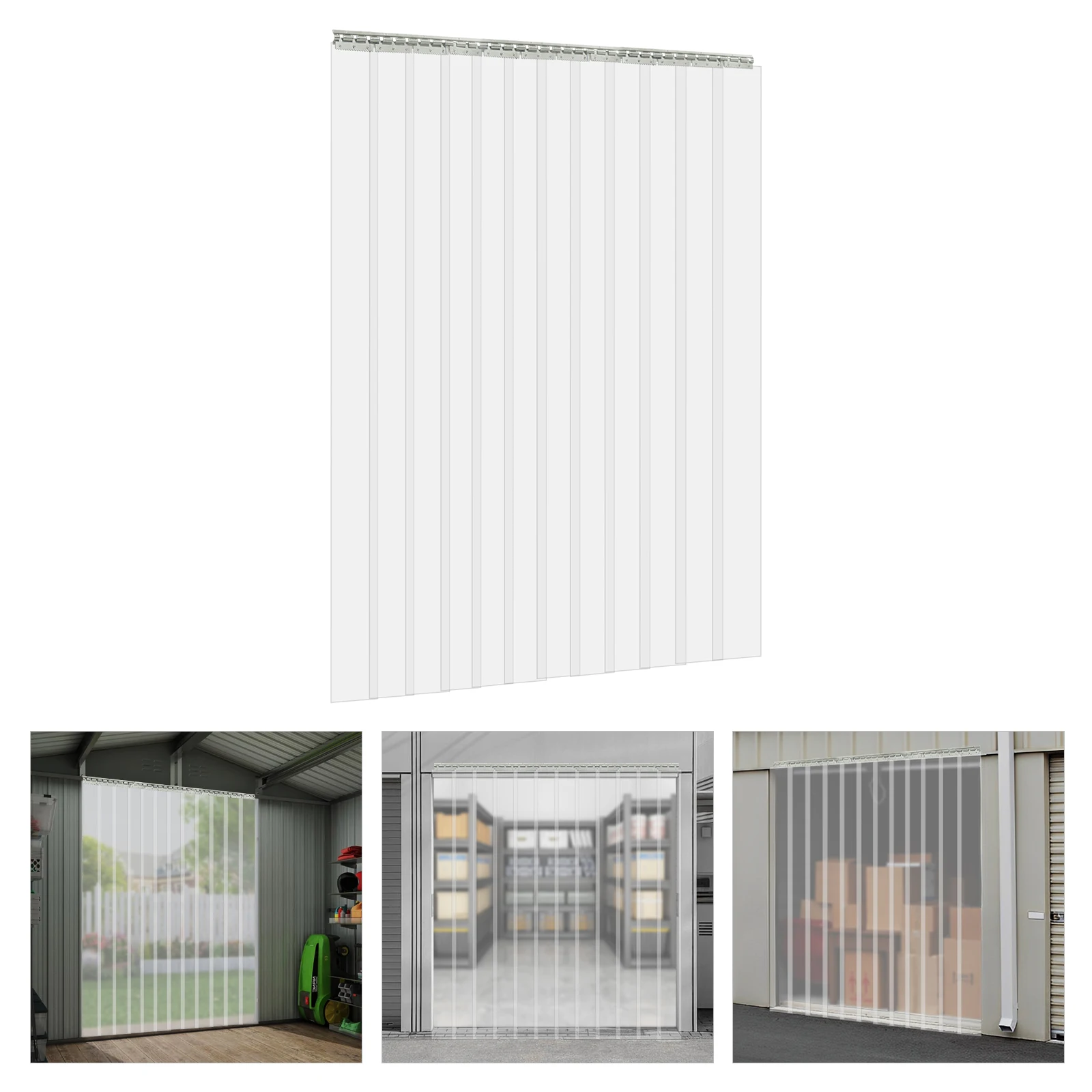 

1.8m*2.1m 12 Strips Clear Plastic Door Curtain Kit,Width 18cm Thickness 2mm Rectangular PVC Freezer Door Curtain for Front Doors
