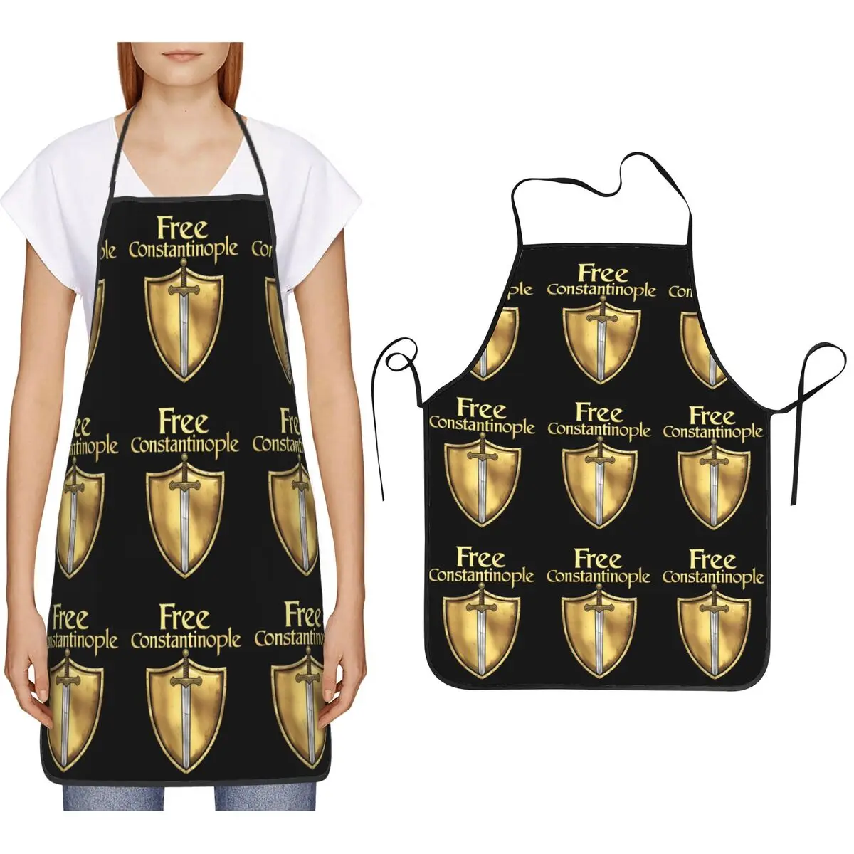Free Constantinople Bold Historical Statement Apron Chef Cooking Baking Tablier Bib Kitchen Cleaning Pinafore for Women Men