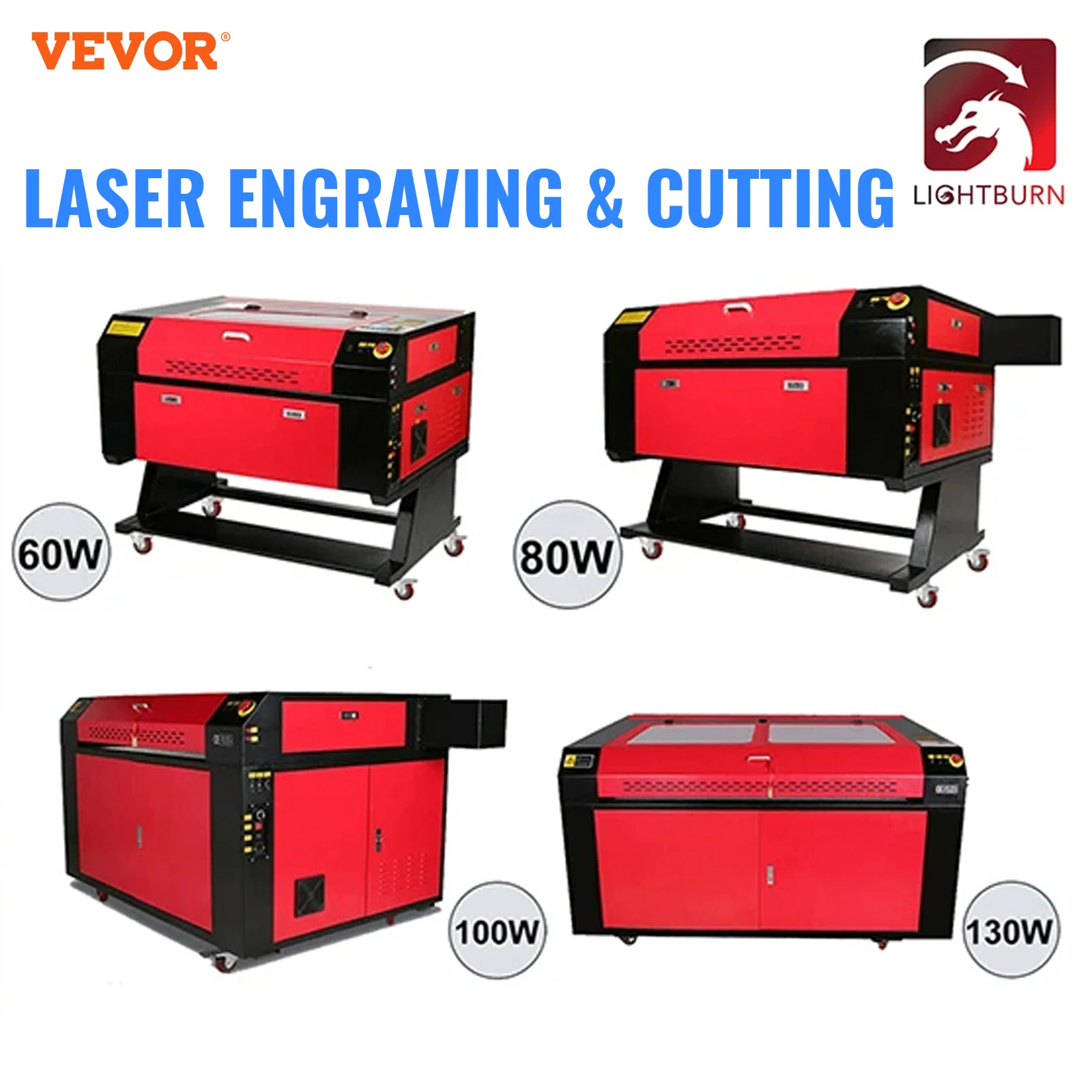 

VEVOR Ruida CO2 Laser Engraver Laser Machine Engraving Cutter 60W 80W 100W 130W CNC Cutter With Color Screen For Wood Acrylic