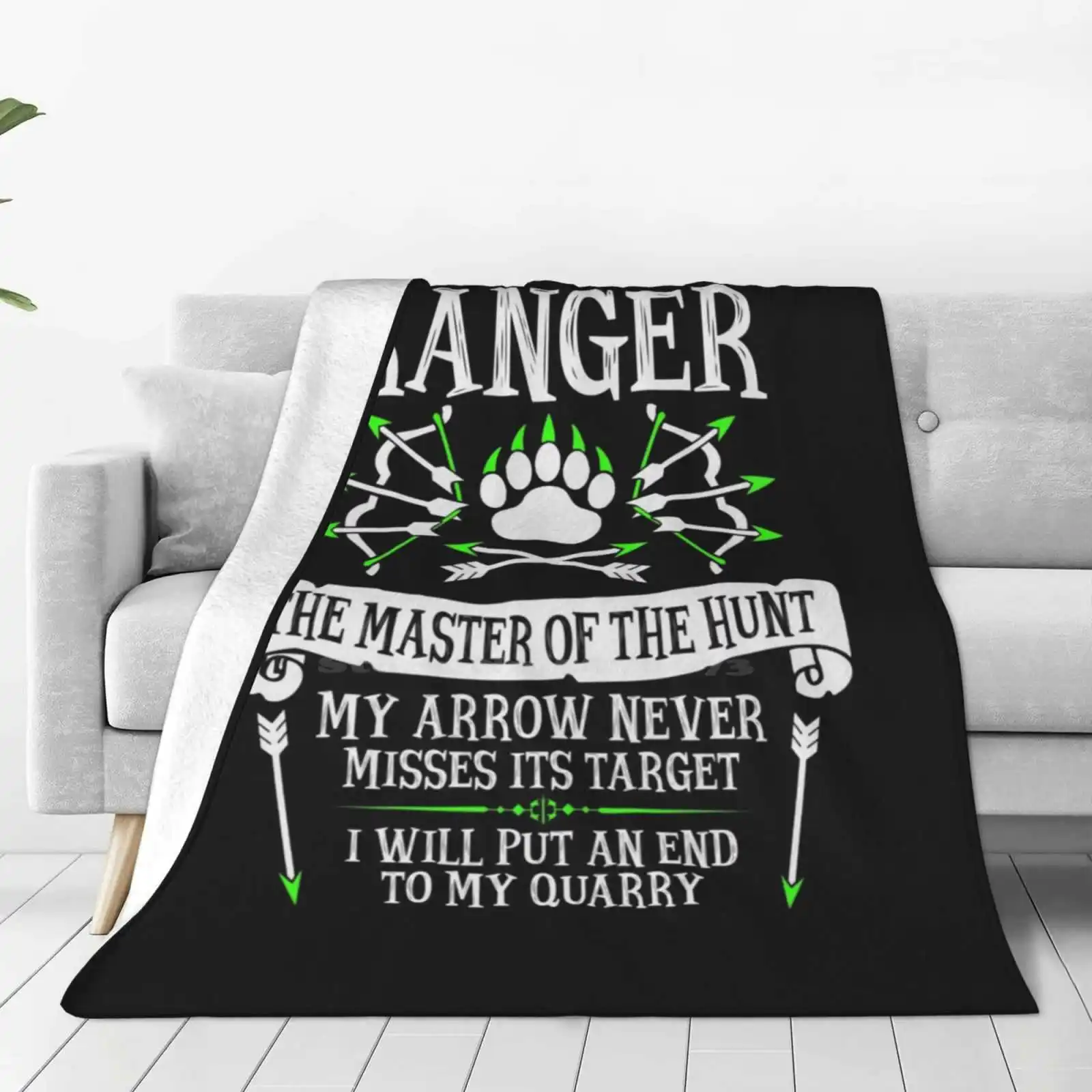 Ranger , The Master Of The Hunt-& Dragons ( White Text ) Trend Style Funny Fashion Soft Throw Blanket Critical Role Geek Sundry