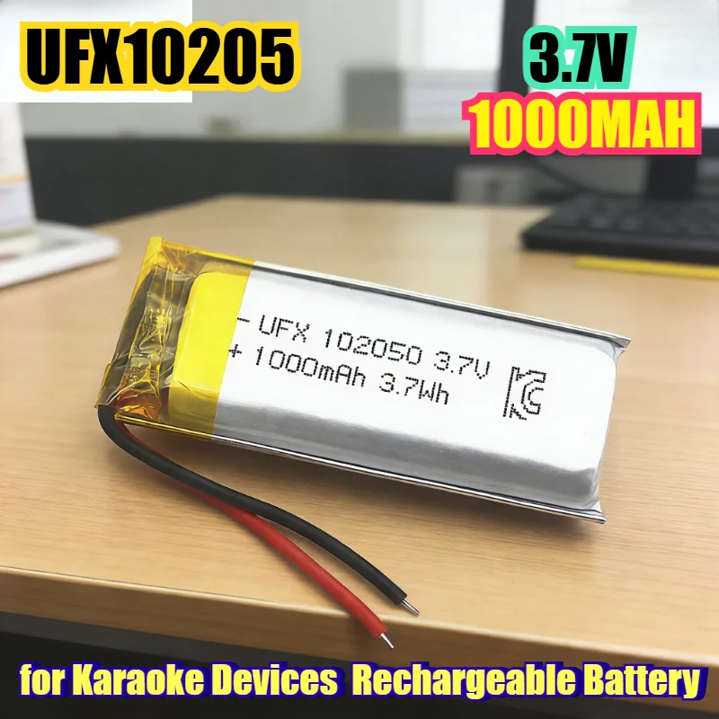 

Аккумулятор Li-Polymer UFX102050 3.7V 1000 мАч для караоке-устройств, перезаряжаемый блок питания для вокальных машин